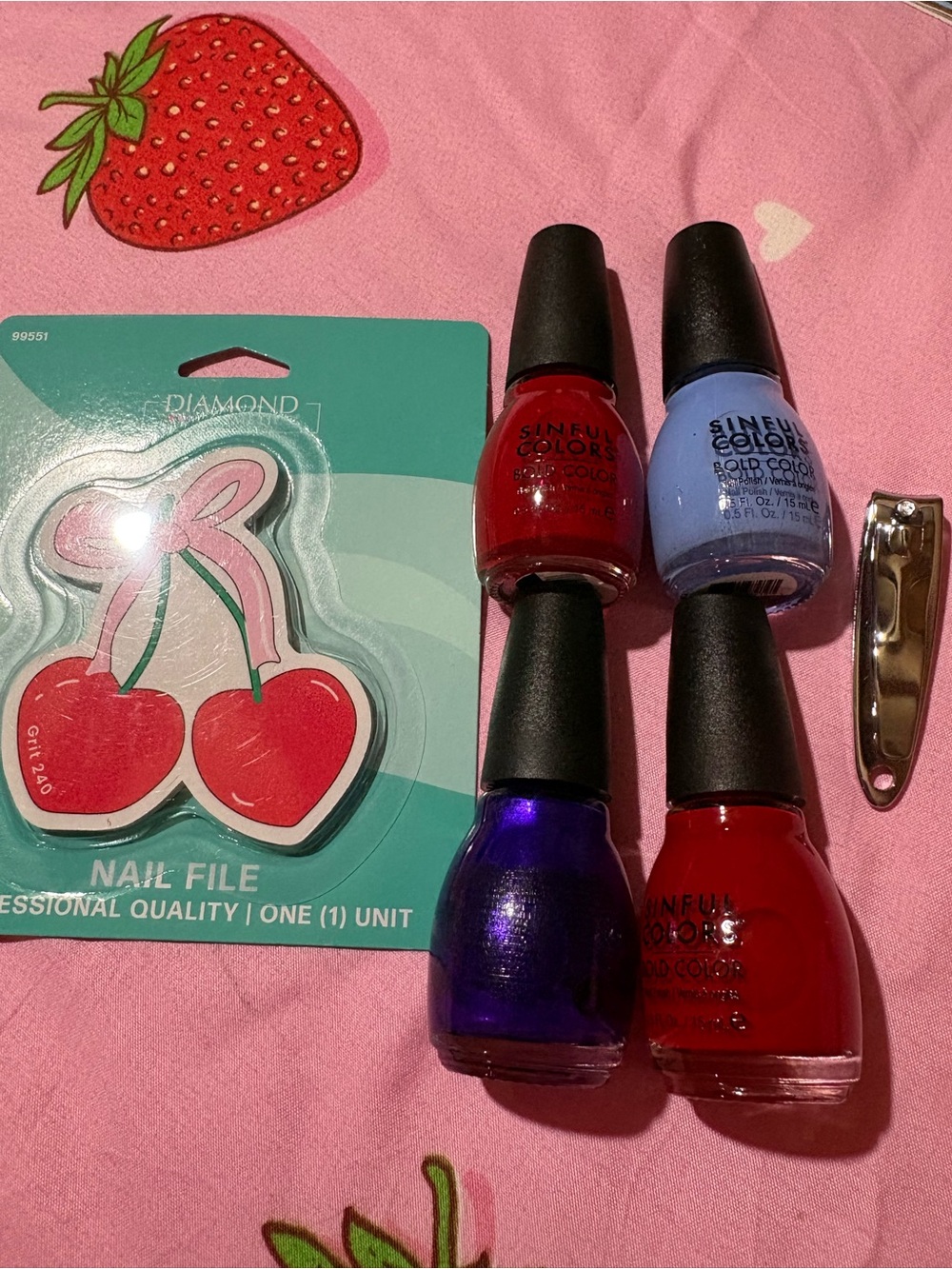 Sinful Colors Nail Polish Set in Red, Blue, Purple